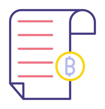 Bitcoin imzalı fatura simgesinin vektör illüstrasyonu 