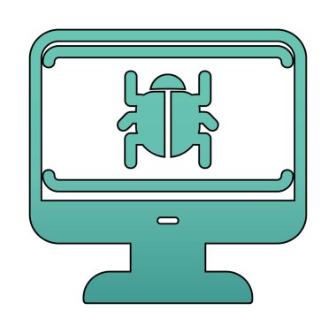 yazılım hatası düz simgesi, vektör illüstrasyonu, Sistem Virüsü 