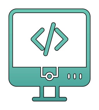 Kodlama. Web simgesi basit illüstrasyon                  