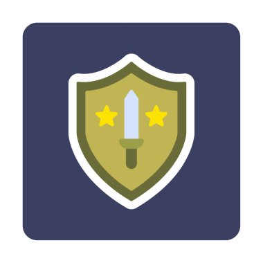 Kılıç vektör ağ simgesine sahip Askeri Kalkan, vektör illüstrasyonu 