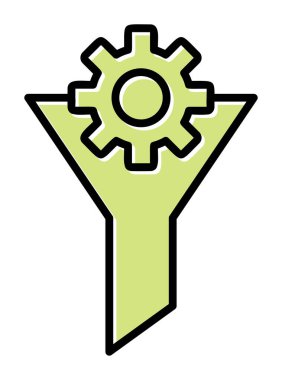 Vites simgesiyle filtre hunisi, vektör illüstrasyonu