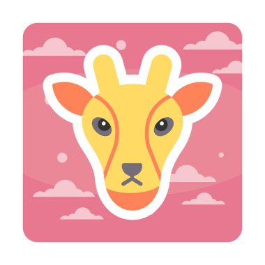 Zürafa baş web simgesi, vektör illüstrasyonu 