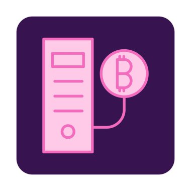 Bitcoin Madeni İşlemcisi (BTC) simgesi, vektör illüstrasyonu 