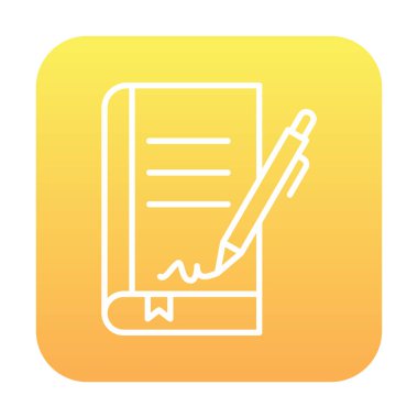 Basit Kitap İmzalama simgesi, vektör illüstrasyonu