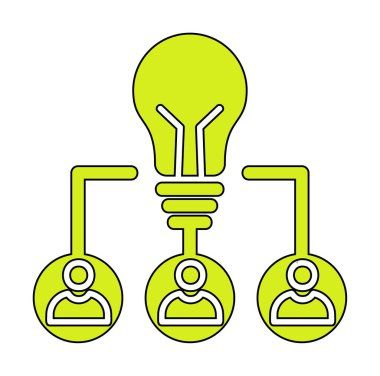Takım Fikri, ampul ve iş dünyası ikonu, vektör illüstrasyonu