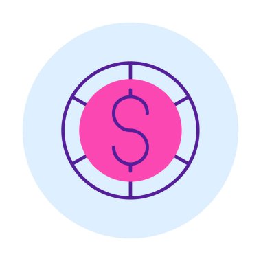 Dolar madeni para simgesi, vektör çizimi 