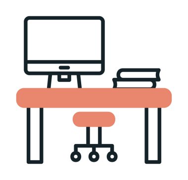 ofis masası simgesi, basit vektör illüstrasyonu