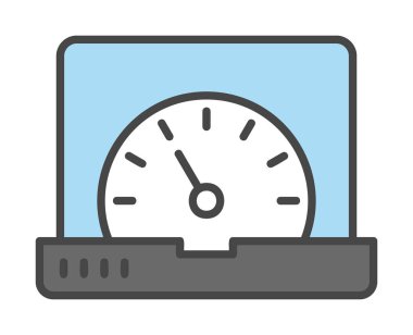 Vektör hızı test dizüstü bilgisayarı web simgesi, vektör illüstrasyonu