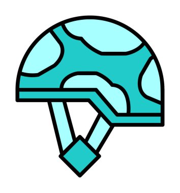 Askeri miğfer vektör renk çizgisi simgesi