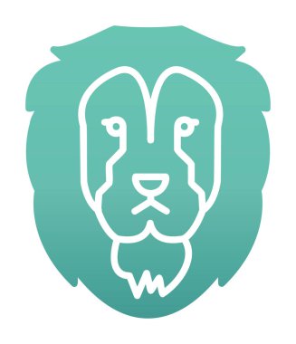 Aslan başı düz simgesi, vektör illüstrasyonu