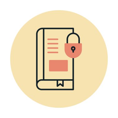 Asma kilit simgesine sahip kitap, vektör illüstrasyon tasarımı, Güvenli Kitap sembolü 