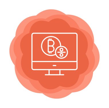 Bitcoin işaret vektör simgesi olan bilgisayar monitörü. Sembol, logo çizimi. Vektör grafikleri