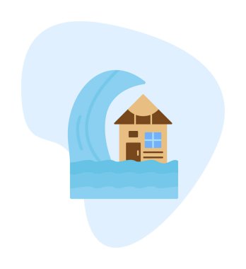 Basit tsunami simgesi, vektör illüstrasyonu