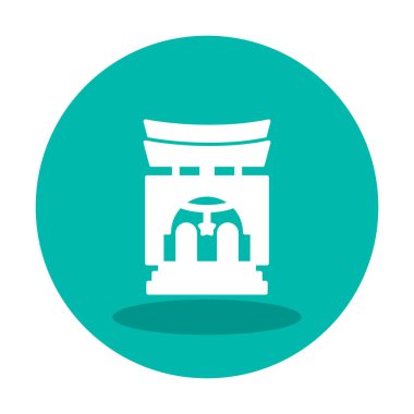 Basit antik Asya Tapınağı simgesi, vektör illüstrasyonu