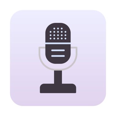 mikrofon simgesi uzun mavi arkaplanda izole edildi.