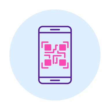 Akıllı Telefon Ekran Web simgesi Qr Kodu, vektör illüstrasyonu 