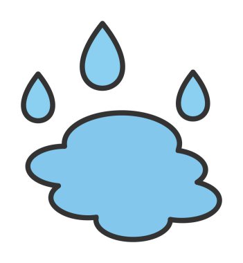 Su damlaları ve su birikintisi ikonu, veteriner illüstrasyonu 