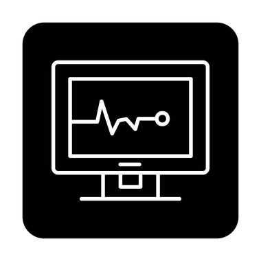 Basit kardiyogram simgesi, vektör illüstrasyonu 