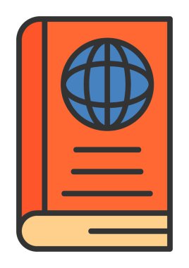 Basit Dünya Kitabı simgesi, vektör illüstrasyonu