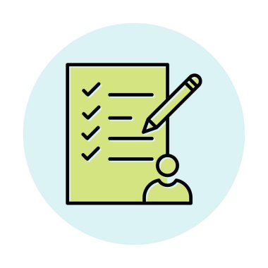 Kontrol listesi düz simgesi, vektör illüstrasyonu 