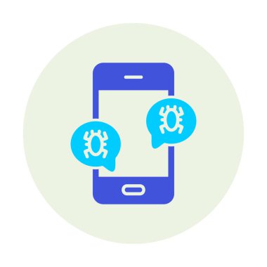 akıllı telefon virüslerle enfekte, vektör illüstrasyonu basit tasarım