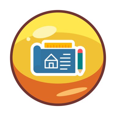 Basit Mimari Planı simgesi, vektör illüstrasyonu