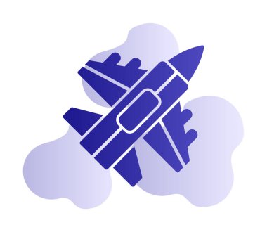 Jet Fighter ikonu. Askeri uçak uçuşu. vektör illüstrasyonu