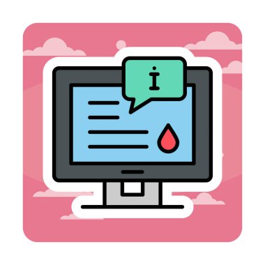 Bilgi simgesi resimli düz bilgisayar ekranı