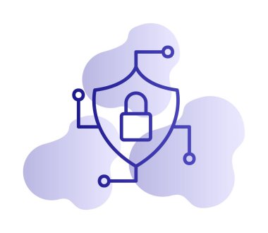 Asma kilit simgesi, vektör illüstrasyonlu güvenli kalkan