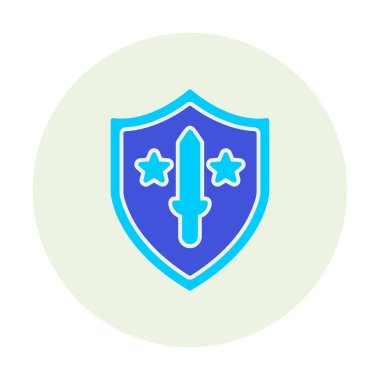 Kılıç vektör ağ simgesine sahip Askeri Kalkan, vektör illüstrasyonu 