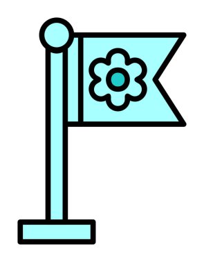 Sakura bayrak simgesi, vektör illüstrasyonu 