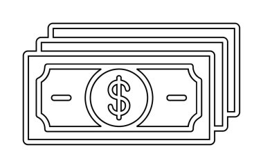 Dolar para çizgisi simgesi, vektör illüstrasyonu