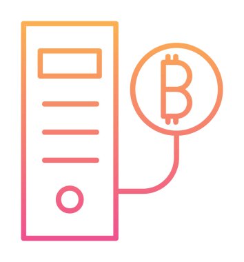 Bitcoin Madeni İşlemcisi (BTC) simgesi, vektör illüstrasyonu 