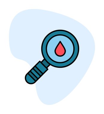 Loupe ikonu. Büyüteçteki su damlasının vektör çizimi