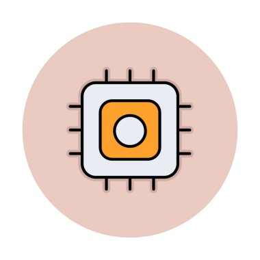 Basit düz işlemci vektör simgesi