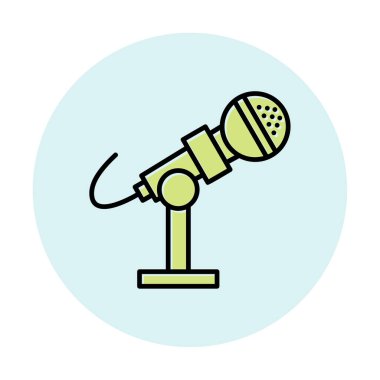 mikrofon simgesi uzun mavi arkaplanda izole edildi.