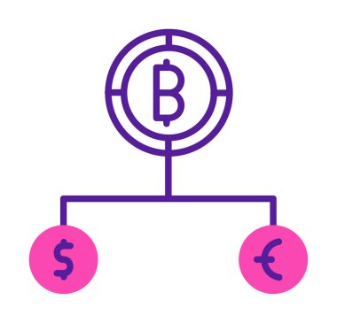 Para birimi yapısını bitcoin, dolar ve avro sembolleriyle böl 