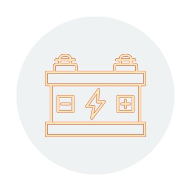 Araba aküsü simgesi. Ağ için Kataloglayıcı imza vektör simgesinin düz çizimi.