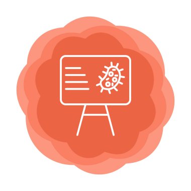 Bakteri simgesi ve vektör illüstrasyonlu sunum tahtası