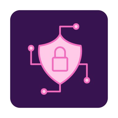 Asma kilit simgesi, vektör illüstrasyonlu güvenli kalkan