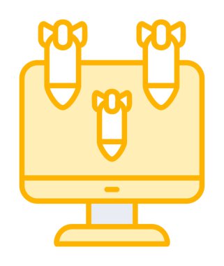 Dos hacker bombalı basit düz bilgisayar monitörü