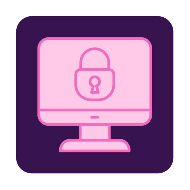 Basit Bilgisayar monitörü Ekran simgesi, vektör illüstrasyonunu kilitle