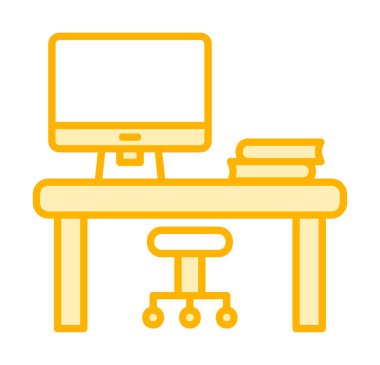 ofis masası simgesi, basit vektör illüstrasyonu