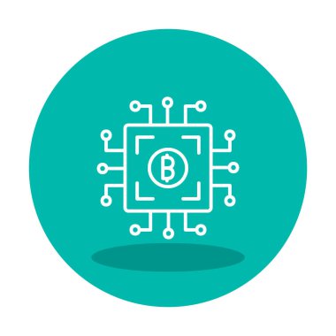 Bitcoin Madeni İşlemcisi (BTC) simgesi, vektör illüstrasyonu 