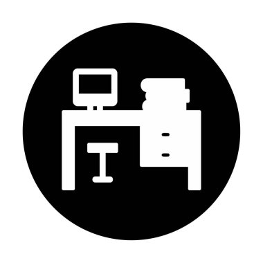 ofis masası simgesi, basit vektör illüstrasyonu