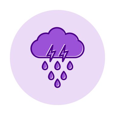 Gök gürültülü yağmurlu bulut sembolü, hava durumu ikonu, vektör illüstrasyonu 