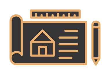 Basit Mimari Planı simgesi, vektör illüstrasyonu