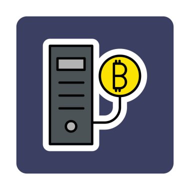 Bitcoin Madeni İşlemcisi (BTC) simgesi, vektör illüstrasyonu 