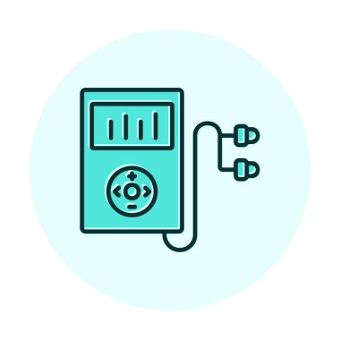 Kulaklık simgesi, vektör illüstrasyonlu Mp3 oynatıcı