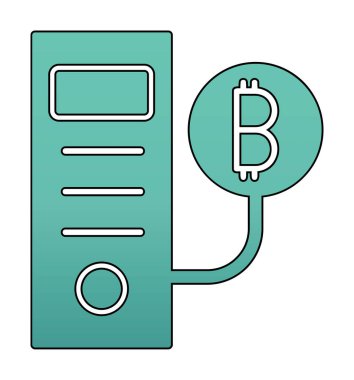 Bitcoin Madeni İşlemcisi (BTC) simgesi, vektör illüstrasyonu 